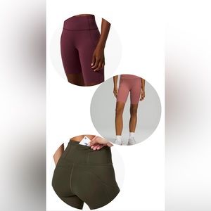 3 Pair Lululemon Fast & Free HighRise 10” SIZE 8 -WORN ONCE Olive, Mauve, Maroon